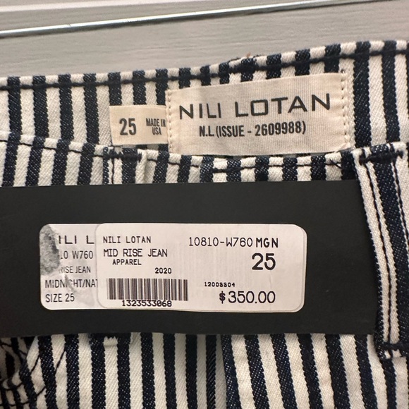 Nilo Lotan mid-rise Blue & White striped jean, size 25. New w tags. - Picture 3 of 4